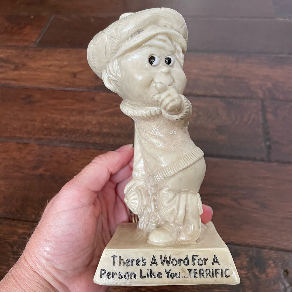 Vintage 1970's Russ Berrie Figurine Word For A Person Like You Terrific Kitschy